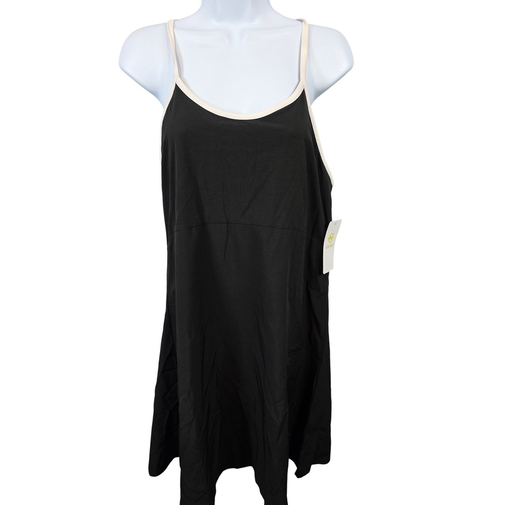 NEW Nautica Competition Black Spaghetti Strap Athleisure Dress Womens Large/A155